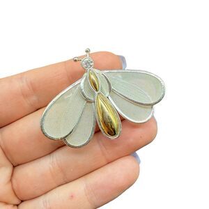 Vintage Jewelry Silver Tone Fluttering Fly Brooch Flying Insect Pin